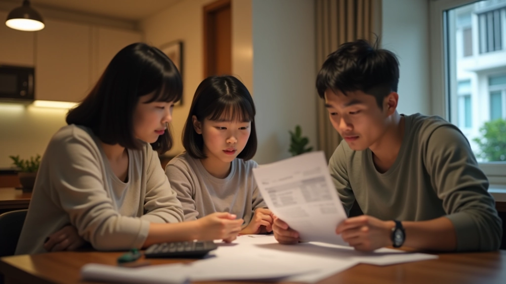 Family reviewing electricity bill