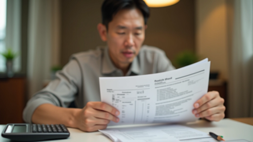 Person holding electricity bill and calculator at home, reviewing monthly charges and tariff breakdown